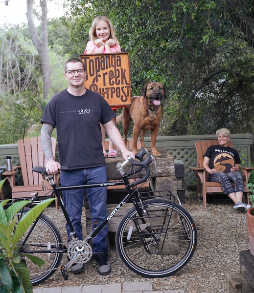 David and his wife Heidi both got a Surly Long Haul Trucker. Here's David with his in Blacktacular.