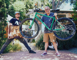 An incredible looking Surly Lowside in Green Astro Turf for Michael