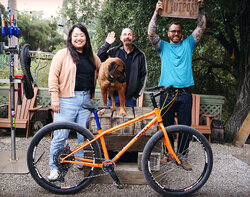 Andrea is very excited to get a Surly Lowside that fits her