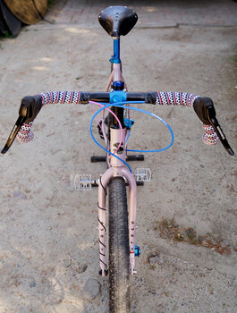 Front view of this custom Surly Midnight Special shows Paul Component seatpost with Brooks saddle on top