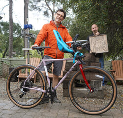 This Surly Midnight Special is custom fitted with a Jones Bar and a child carrier