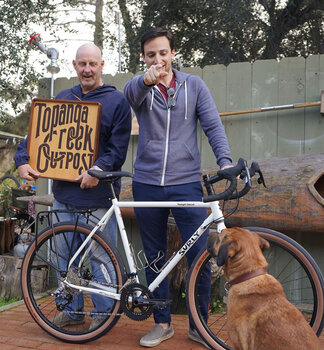 Rover wants to ride around town with James on his new Surly Midnight Special