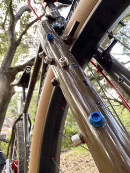 Close-up details on the custom Surly Ogre fork