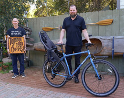 Jonathan and his kid are ready to spend time together with the new Surly Cold Slate Blue Ogre. What a cool dad!