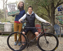 Chris on his new single speed Surly Steamroller, a perfect commuter for him.