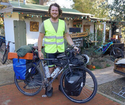 San rode from Arizona to California and stopped by the shop to say hi