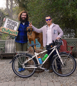 Dominic and his awesome fully custom Surly World Troller. This bike is ready to travel around the world.