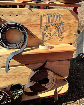 A new addition to the Belt Brigade is a mobile cart that allows us to carry more leathermaking equipments. Big thank-you to Luke Macfarlane for the amazing woodwork!