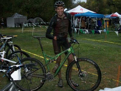 Ryan and his Salsa Spearfish after a lap in the mud and the rain