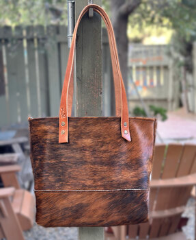 Hair-on-hide tote bag is an attention grabber