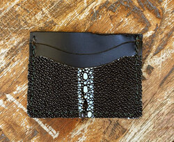 a simple two-card wallet made out of stingray leather