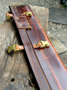 A leather walking cane cover for the wheelchair